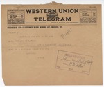 Telegram celebrating Birthday, 1918 November 12