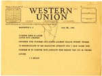 Telegram, Assistant Secretary of War John McCloy to Governor Homer Adkins