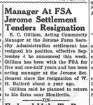 Newspaper article, "Manager At FSA Jerome Settlement Tenders Resignation"