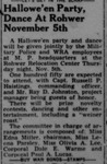 Newpaper Article, "Hallowe'en Party, Dance at Rohwer November 5th"