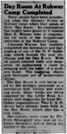 Newspaper article, "Day Room at Rohwer Camp Completed"