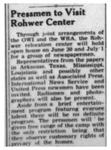 Newspaper article, "Pressmen to Visit Rohwer Center"