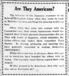 Newspaper article, "Are They Americans?"