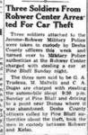Newspaper article, "Three Soldiers from Rohwer Center Arrested for Car Theft"