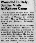 Newspaper article, "Wounded in Italy, Soldier Visits at Rohwer Camp"