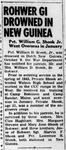 Newspaper article, "Rohwer GI Drowned in New Guinea: Pvt. William G. Shook Jr. Went Overseas in January"