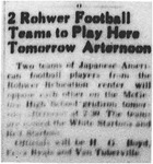 Newspaper article, "2 Rohwer Football Teams to Play Here Tomorrow Afternoon"