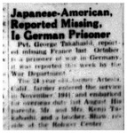 Newspaper article, "Japanese-American, Reported Missing, Is German Prisoner"