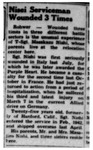 Newspaper article, "Nisei Serviceman Wounded 3 Times"