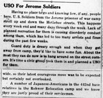Newspaper article, "USO for Jerome Soldiers"