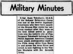 Newspaper article, "Military Minutes"