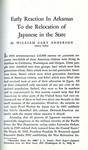 Article, "Early Reaction In Arkansas To the Relocation of Japanese in the State"