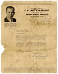 Letter, J.W. Fulbright in Little Rock to John Dale Thweatt in DeValls Bluff