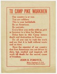 Broadside, to Camp Pike workers
