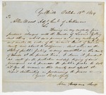 1849 October 13: John Hargrave, Sheriff, Yellville, to Allen Wood, Adjutant General of Arkansas, Concerning arrest of four persons for murder of Loomis Y. King