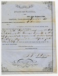 1860 March 12: F.L. Villepigue, Secretary of State, Tallahassee, Florida, to the Governor of Arkansas, Letter accompanying Journals and Acts of the Florida legislature