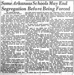 "Some Arkansas Schools May End Segregation Before Being Forced," Arkansas Democrat, May 19, 1954