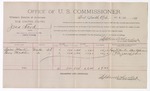 1893 April 05: Voucher, U.S. v. Jess Ward, introducing spiritous liquor; includes cost per diem and mileage; Stephen Wheeler, commissioner; Jacob Yoes, U.S. marshal; Isaac Martin, Perry Macklin, witnesses; R.B. Creekman, witnesses of signature