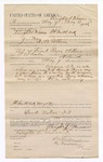 1893 May 11: Voucher, to Wright L. Wassom, of Fort Smith, Arkansas, for assisting A.B. Allen, deputy marshal, in U.S. v. Frank Payne and Perry Wasson; includes cost per diem and mileage; Stephen Wheeler, clerk; J.M. Dodge, deputy clerk