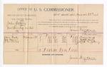 1893 December 22: Voucher, U.S. v. John Galling, introducing spirituous liquors; includes costs of per diem and mileage; Dave Bark, George Vann, J.M. Parker, witnesses; W.J. Flemming, witness to signatures; George J. Crump, U.S. marshal; James Brizzzolara, commissioner