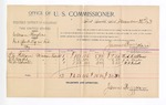 1893 December 23: Voucher, U.S. v. William Hughes, introducing spirituous liquors; includes costs of per diem and mileage; T.A. Kellam, J.A. Wright, W.D. Rowell, witnesses; George J. Crump, U.S. marshal; James Brizzolara, commissioner