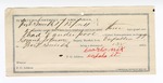 1894 January 16: Voucher, U.S. v. Thad Vanderpool and Willis Thompson, introducing and selling spirituous liquors; includes costs of service of warrant, mileage on writ, feeding prisoner; George Nix, guard; Grant Johnson, deputy marshal; Stephen Wheeler, commissioner; Edgar Smith, assistant U.S. attorney