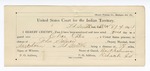 1894 August 4: Certificate of employment, of Bart Salmon, Redoak, Choctaw Nation, for assisting John Salmon, deputy marshal; Charles Cates, prisoner