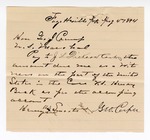 1894 August 4: Voucher, U.S. v. Henry Beck, introducing and selling whiskey; Henry Smoots, witness; Jacob Yoes, U.S. marshal; E.B. Harrison, commissioner; J.L. Dickson, cashier; George Cooper, witness of signature; includes cost of mileage and service; attached, note to George J. Crump, U.S. marshal