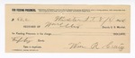 1894 August 5: Receipt, received of William Ellis, deputy marshal, to William R. Craig, for feeding prisoner