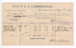 1894 August 13: Voucher, U.S. v. William Gibbs, introducing liquors; James Hare, Frank Tanner, Wallace Ratler, John McClain, witnesses; Stephen Wheeler, commissioner; G.J. Crump, U.S. marshal; includes cost of mileage and service