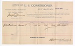 1894 August 24: Voucher, U.S. v. Joseph Thomas, larceny; John Babson, witness; G.J. Crump, U.S. marshal; Stephen Wheeler, commissioner; includes cost of per diem and mileage