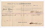 1894 August 29: Voucher, U.S. v. Jack Nelson, introducing liquors; David Welch, witness; G.J. Crump, U.S. marshal; Stephen Wheeler, commissioner; includes cost of per diem and mileage