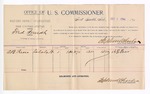 1894 September 1: Voucher, U.S. v. Fred Smith, larceny; A.B. Riser, witness; G.J. Crump, U.S. marshal; Stephen Wheeler, commissioner; includes cost of per diem and mileage