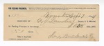 1894 September 7: Receipt, of A.J. Landis, deputy marshal; to Mary Buckmaster for feeding prisoner