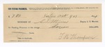 1894 September 29: Receipt, of S.T. Minor, deputy marshal; to T.B. Thompson, for feeding prisoner