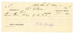 1896 May 11: Voucher, U.S. v. Frank Carver, murder; includes cost per diem and mileage; Thomas Wilson, deputy marshal; receipt, to T.W. Bridges for board; Stephen Wheeler, clerk; J.M. Dodge, deputy clerk; George J. Crump, U.S. marshal
