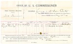 1896 May 29: Voucher, U.S. v. Dick Dawson, larceny; includes cost per diem and mileage; E.B. Harrison, commissioner; George J. Crump, U.S. marshal; John Black, Henry A. Cummings, witnesses; George Cooper, witness of signatures