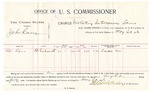 1896 May 30: Voucher, U.S. v. John Casey, violating intercourse laws; includes cost per diem and mileage; Stephen Wheeler, commissioner; George J. Crump, U.S. marshal; Edward Ross, witness