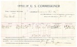 1896 June 12: Voucher, U.S. v. Charles Clark, larceny; includes cost per diem and mileage; James Brizzolara, commissioner; George J. Crump, U.S. marshal; Isaac Oxford, Charles Braun, witnesses; J.F. Cauley, witness of signatures