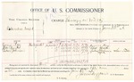 1896 June 22: Voucher, U.S. v. Columbus West, larceny; includes cost per diem and mileage; James Brizzolara, commissioner; George J. Crump, U.S. marshal; Annie Ray, Hill Brooks, Ruben Johnson, witnesses; Sam Tilles, witness or signatures