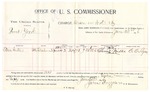 1896 June 23: Voucher, U.S. v. Booch York, arson; includes cost per diem and mileage; James Brizzolara, commissioner; George J. Crump, U.S. marshal; Sam Willis, witness; C.C. Ayers, witness of signatures