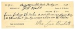 1896 July 10: Receipt, of J.L. Halt, deputy marshal; to Mrs. James Bookitt for feeding Eli Peehee, prisoner