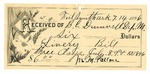 1896 July 14: Receipt, of B.C. Dunwell, deputy marshal; to M.M. Patton for livery bill