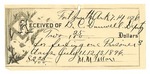 1896 July 14: Receipt, of B.C. Dunwell, deputy marshal; to M.M. Patton for feeding prisoner