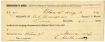1896 August 02: Receipt, of R.T. Bumpas, deputy marshal; to C. Hollinman for railroad fare
