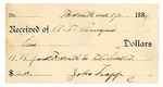 1896 August 06: Receipt, of R.T. Bumpas, deputy marshal; to John Lapp for railroad fare
