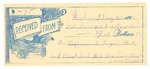 1896 August 10: Receipt, of N.B. Irvin, deputy marshal; to Thomas Worke for meals and lodging; Larry Brown