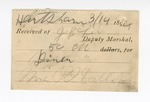 1894 March 14: Receipt, of J.B. Lee, deputy marshal; to Mrs. P.J. Callahan for dinner