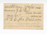 1894 March 15: Receipt, of J.B. Lee, deputy marshal; to Mrs. P.J. Callahan for previsions