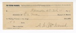1864 March 20: Receipt, of E.A. Parker, deputy marshal; of A.L. McDaniel for feeding prisoner